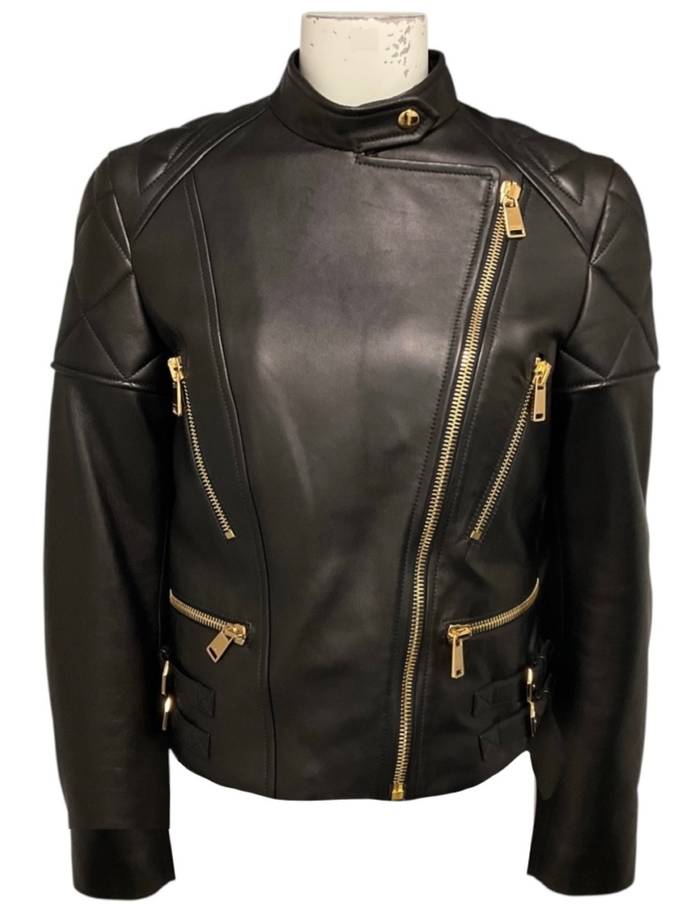 VERSACE BLACK LAMB LEATHER BIKER JACKET